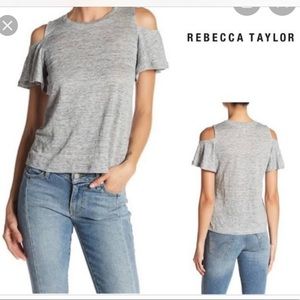 Rebecca Taylor grey melange cold shoulder top